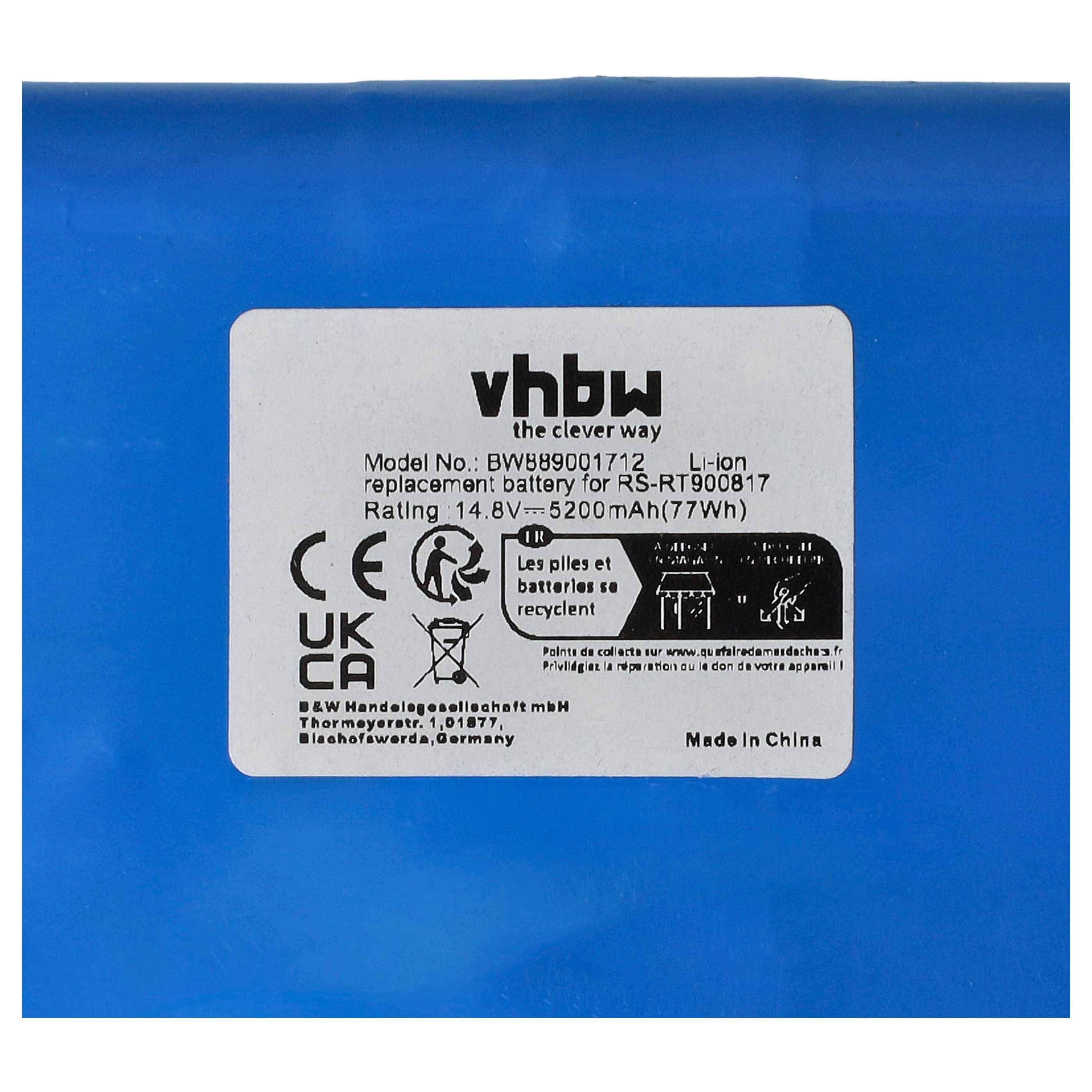 vhbw Akku kompatibel mit Rowenta Smart Force Cyclonic RR8037WH, RR8043, RR8147WH, RR8043WH Saugroboter (5200 mAh, 14,8 V, Li-Ion)