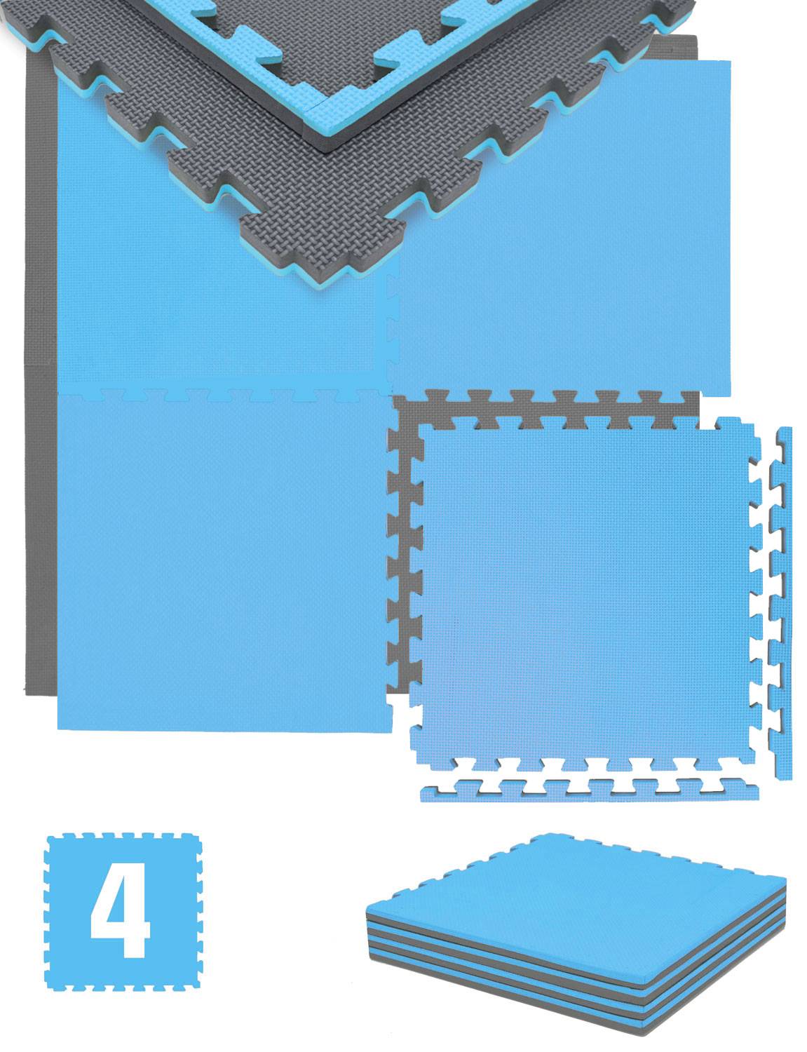 2 cm Dick: 1m² Bodenschutz Fitnessmatte - 4 Sportmatten 50 x 50 Optische Mängel