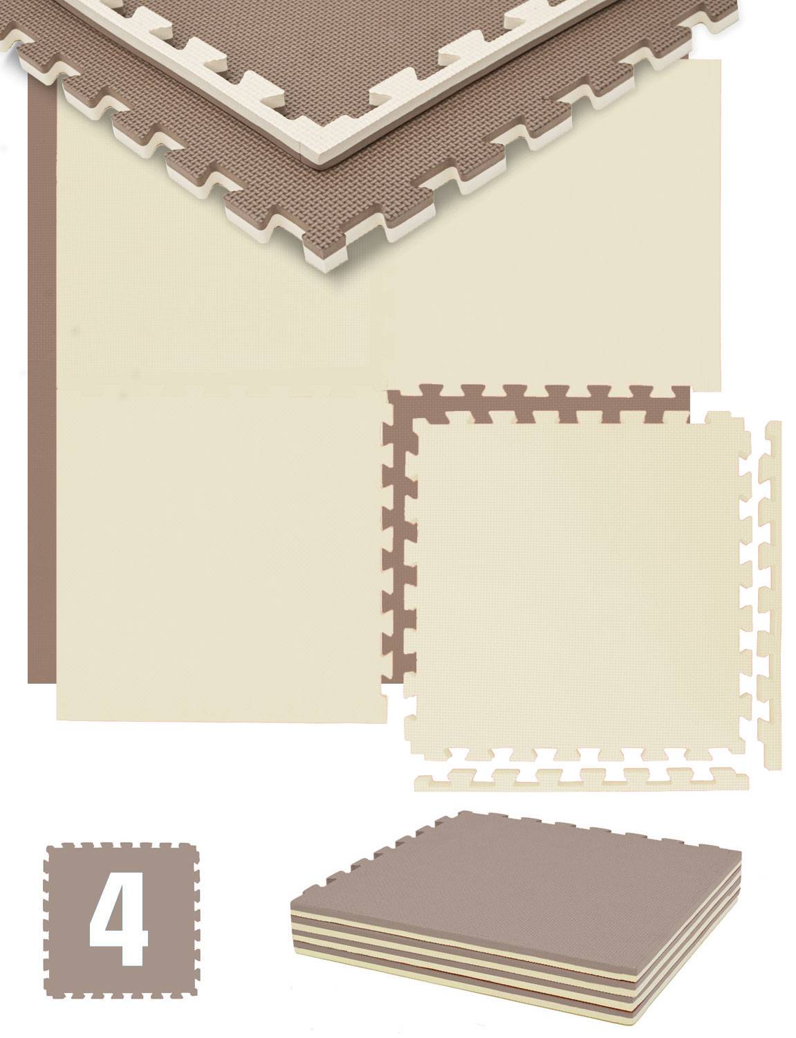 2 cm Dick: 1m² Bodenschutz Fitnessmatte - 4 Sportmatten 50 x 50 cm