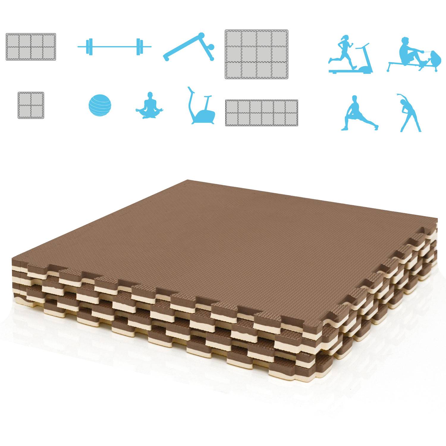 2cm dicke Fitnessmatte 4er Set - 50x50cm Bodenschutzmatte Gym Matte Puzzlematte