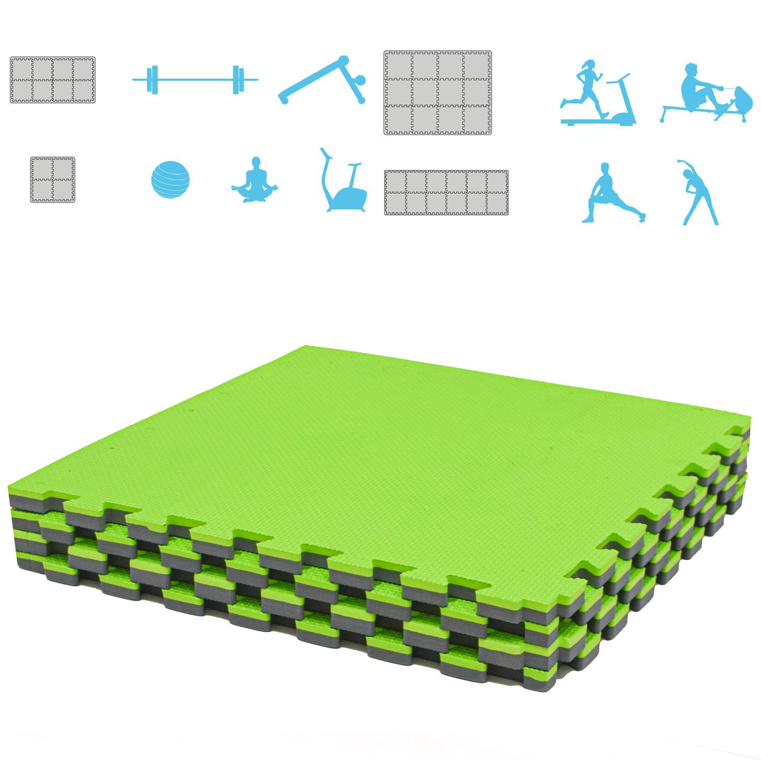 2 cm Dick: 1m² Bodenschutz Fitnessmatte - 4 Sportmatten 50 x 50 cm