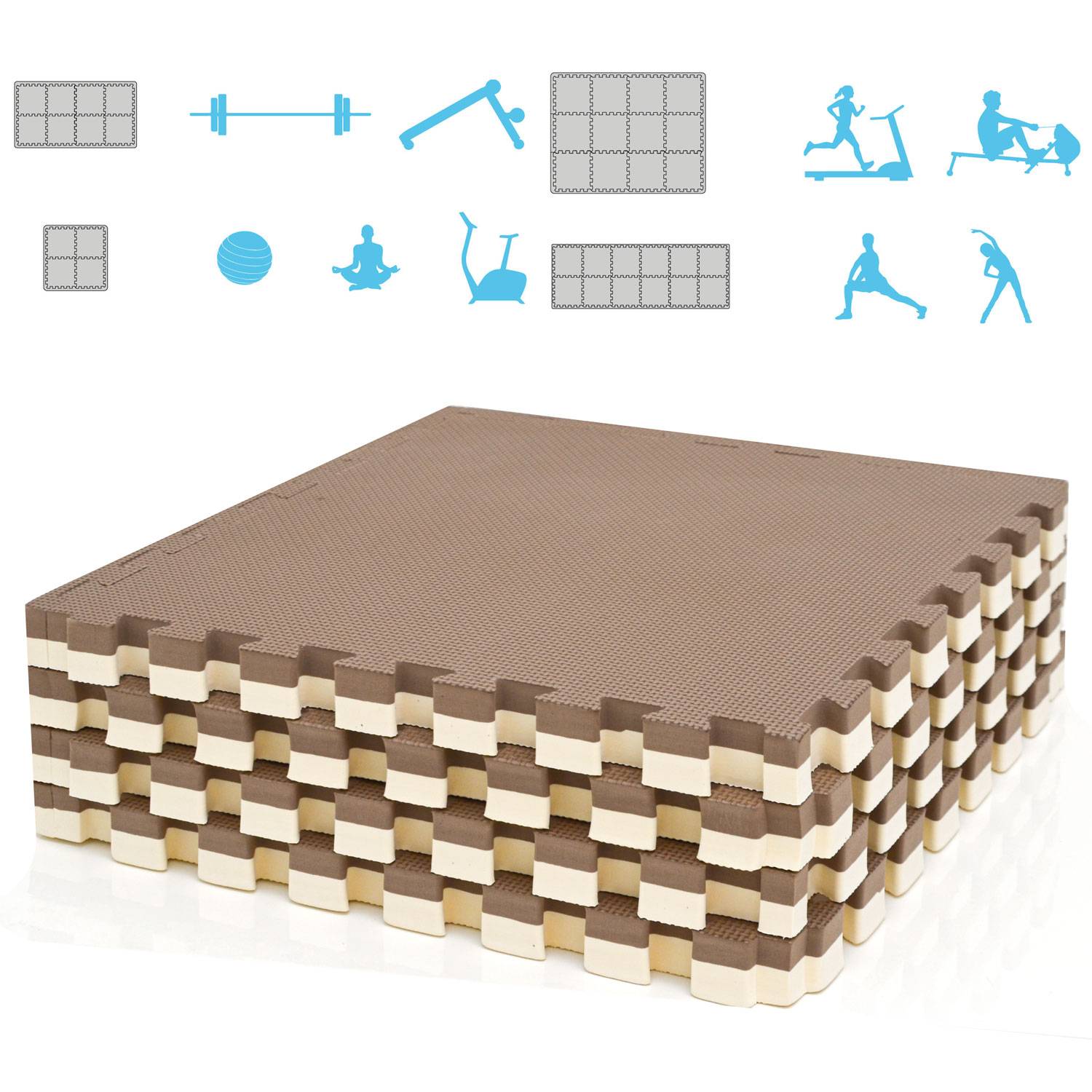 4 cm Dick: 1m² Bodenschutz Fitnessmatte 4 Sportmatten 50 x 50 cm