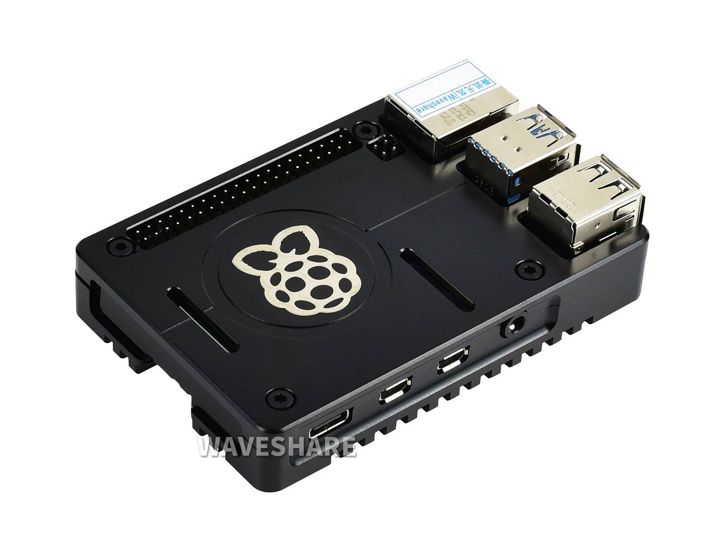 WaveShare Lightweight Aluminum Alloy Case for Raspberry Pi 4 CNC Processing