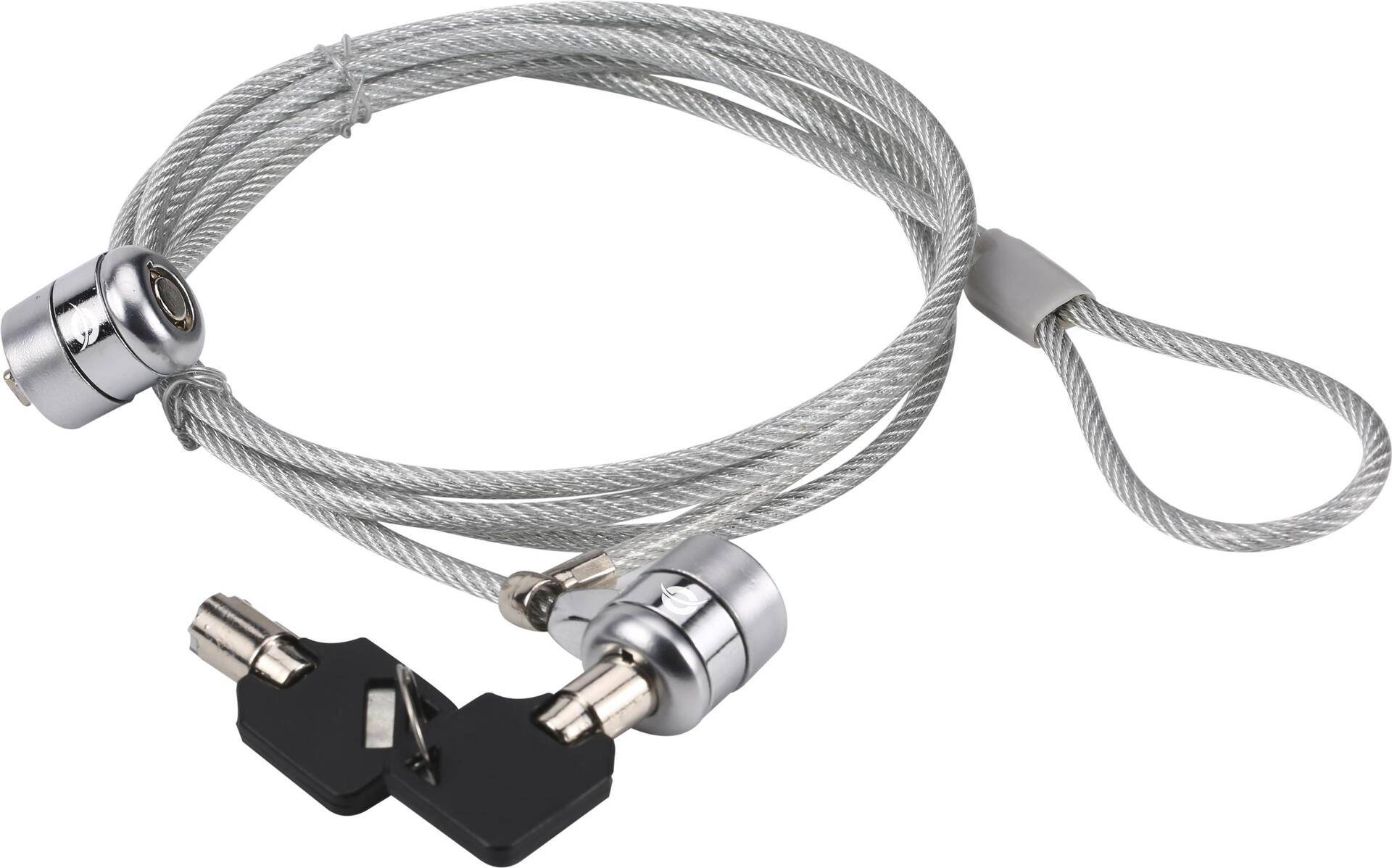 Conceptronic Doppel-Notebook-Schloss, Laptop-Kabelschloss mit 2 Schlössern, 1,5 Meter