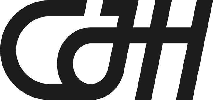 Ein großes, stilisiertes 'H'-Logo mit abstrakten, sich kreuzenden schwarzen Linien auf weißem Hintergrund.