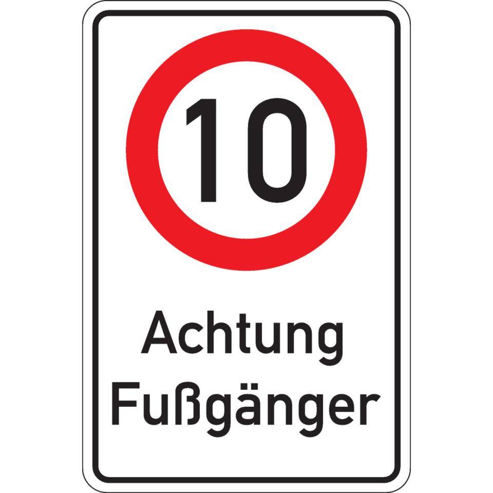 Kombischild 10 km/h - Achtung Fußgänger, Aluminium RA0, reflektierend, 600x900mm