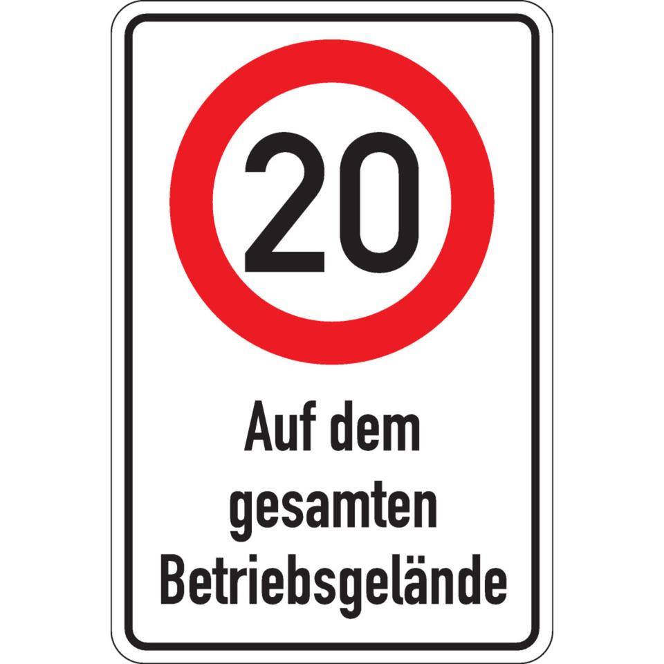 Kombischild 20kmh-Auf dem gesamten Betriebsgel., Aluminium RA0, reflektierend, 600x900mm, DIN 67520