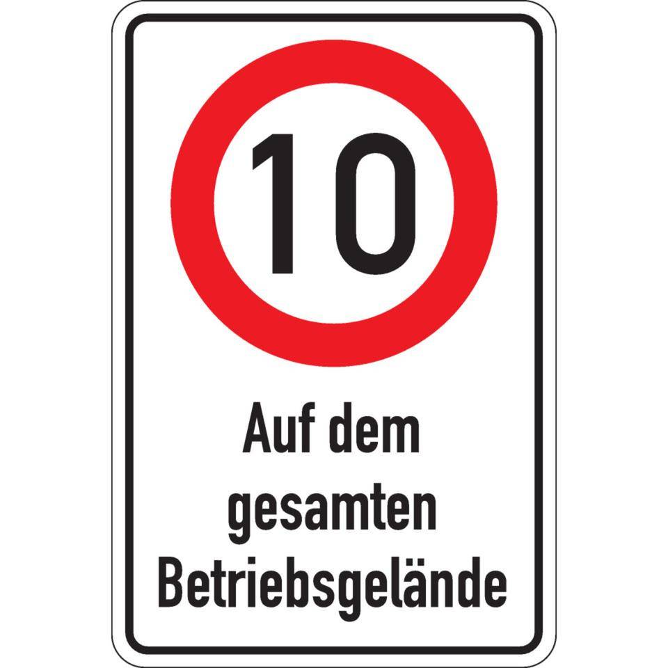 Kombischild 10kmh-Auf dem gesamten Betriebsgel., Aluminium RA0, reflektierend, 600x900mm, DIN 67520