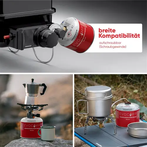 EVOCAMP 2x Propan/Butan Gaskartusche 300g - Schraubkartusche passend für Weber Q100/1200 EVOCAMP 2x Propan/Butan Gaskartusche 300g - Schraubkartusche passend für Weber Q100/1200