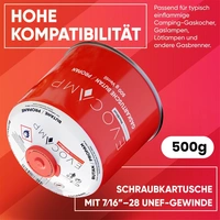 EVOCAMP 6x 500g Propan/Butan Gaskartusche mit Schraubventil - Zuverlässige Energie für Camping und Outdoor EVOCAMP 6x 500g Propan/Butan Gaskartusche mit Schraubventil - Zuverlässige Energie für Camping und Outdoor