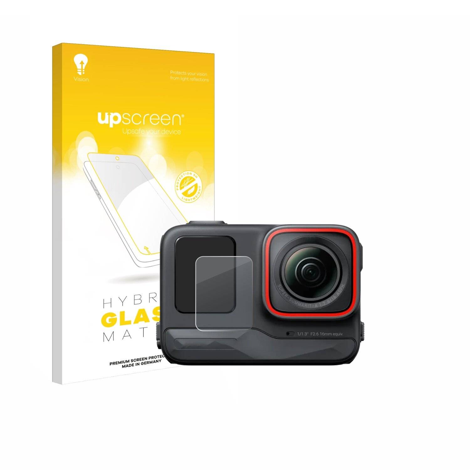 upscreen Hybrid Glas Matt Panzer-Folie für Insta360 Ace Pro (Vorderes