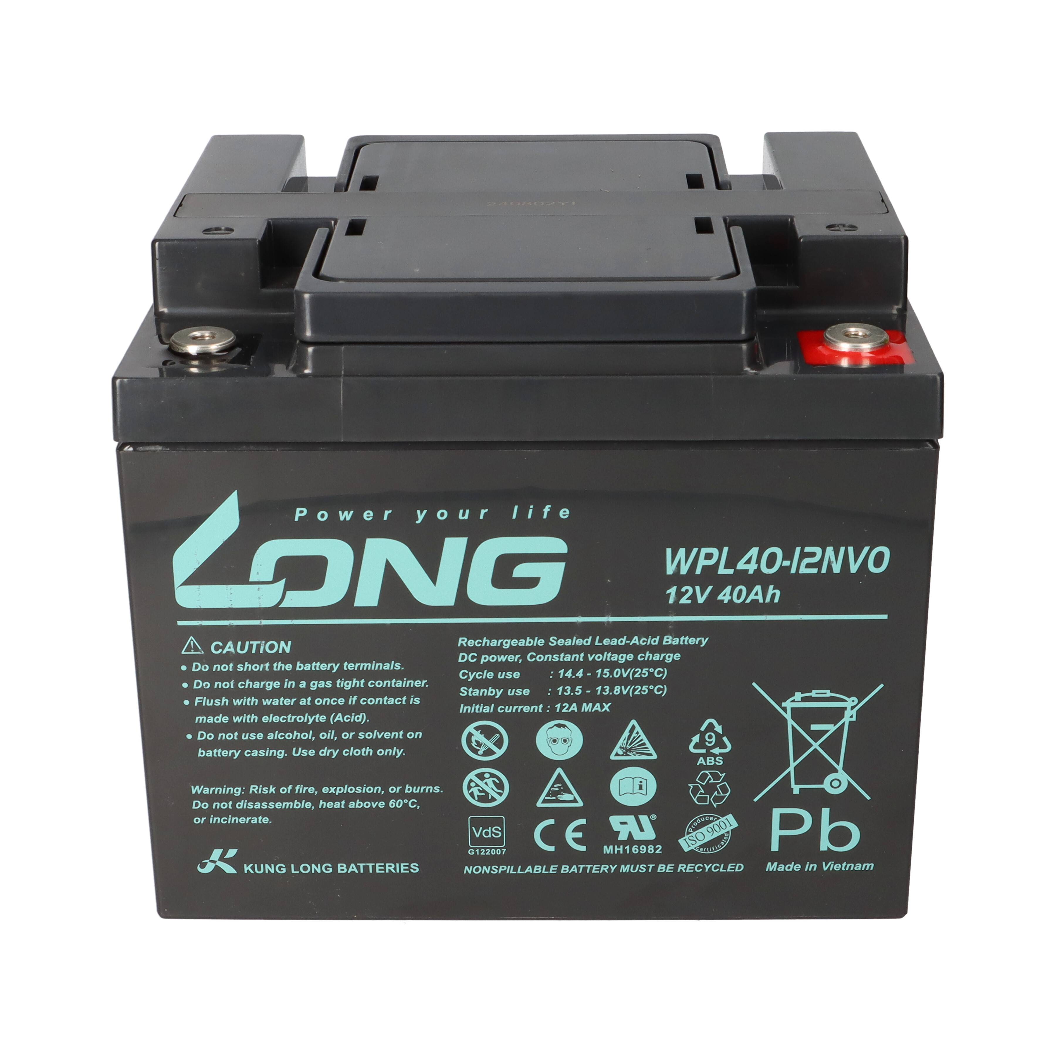 Kung Long WPL40-12NV0 12V 40Ah AGM Bleiakku M6 Longlife