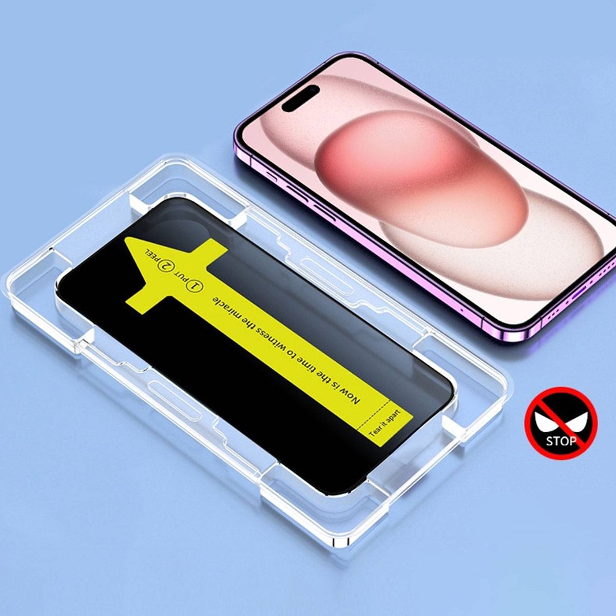 Für Apple iPhone 15 Pro Privacy staubdichte antistatische Glas Folie