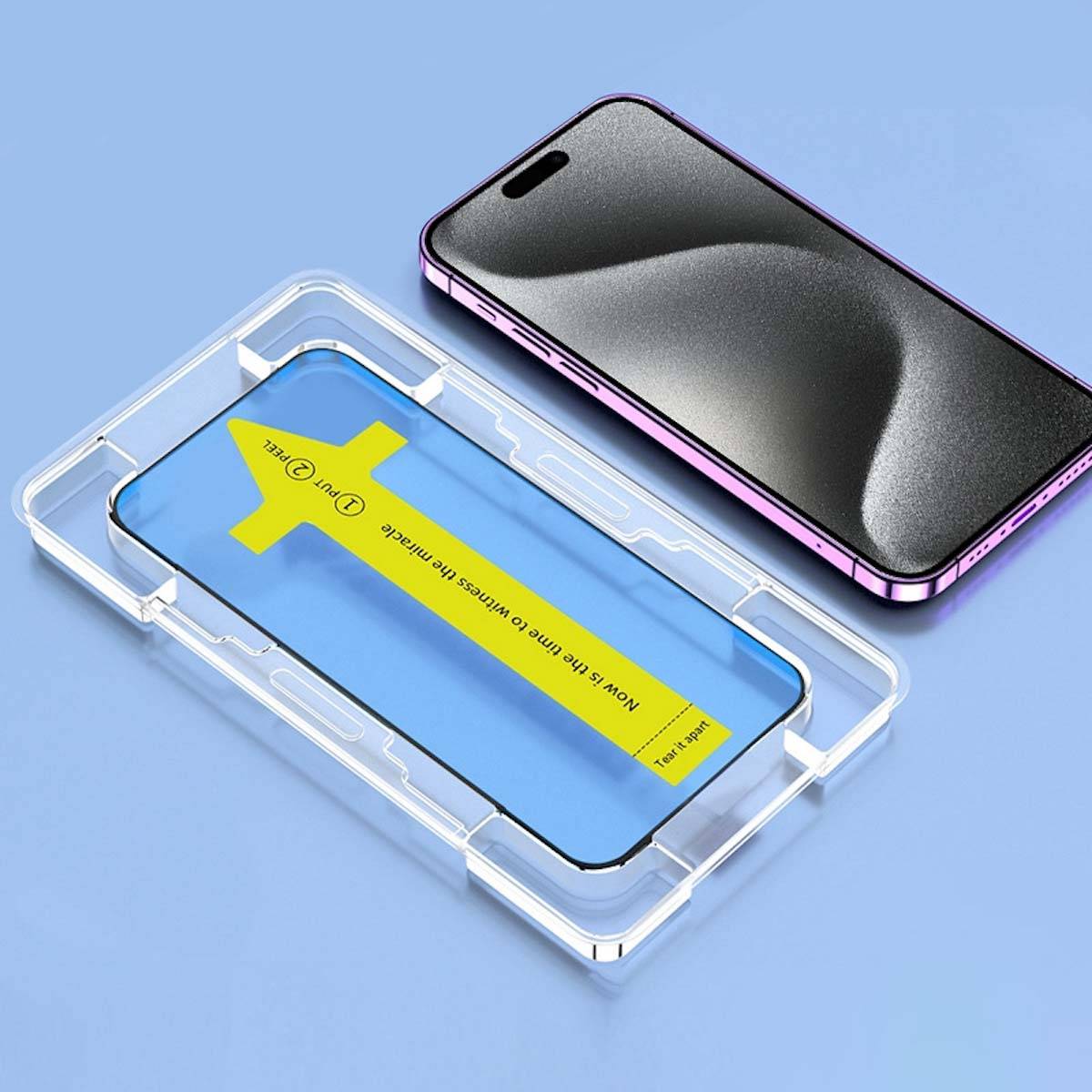 Für Apple iPhone 15 Pro HD Staubdichte Antistatische Hart Glas Folie