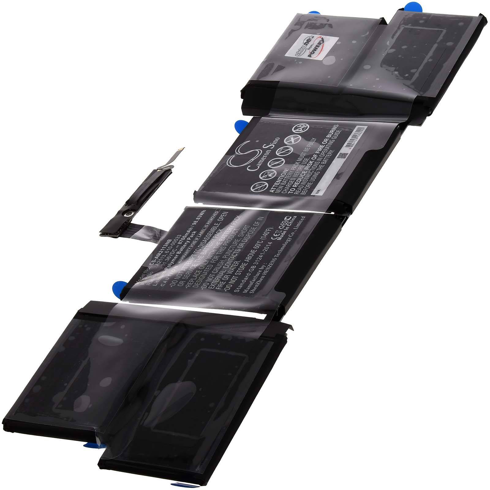 Powery Ersatzakku kompatibel mit Laptop Apple MacBook Pro 16 2019 i9 550M, 11,36V, Li-Polymer