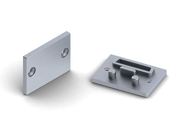 ALU-ENDKAPPE FÜR PMMA-DIFFUSOR FÜR LED-PROFILE DER SERIE 'ALU-EPOXY' - OHNE KABELLOCH - SILBER