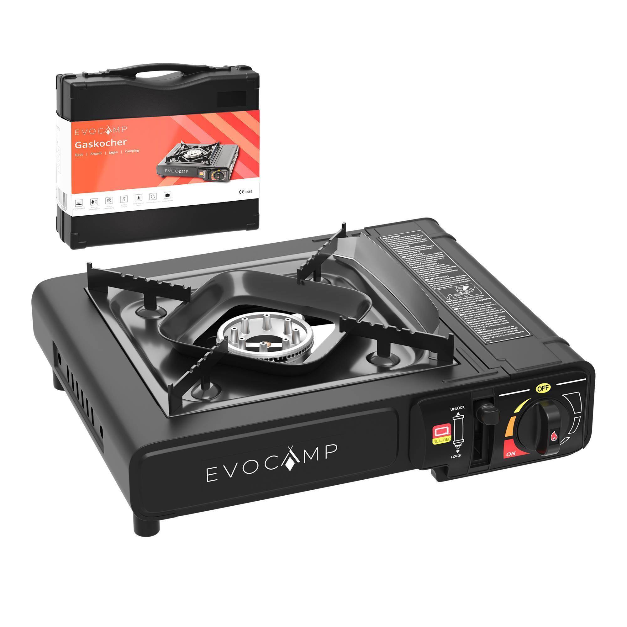 EVOCAMP Gaskocher 1-flammig inkl. Transportkoffer für 227g Gaskartuschen