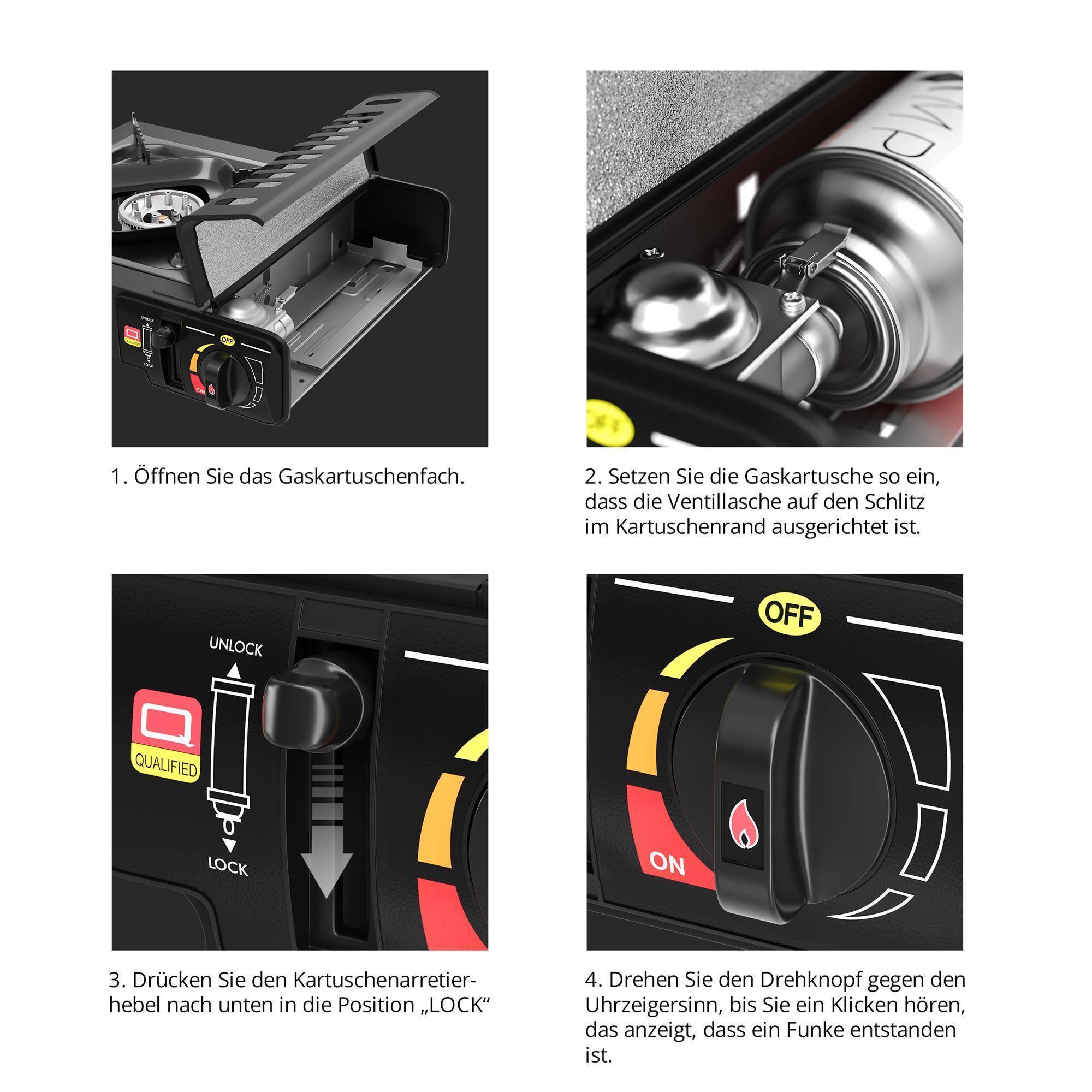 EVOCAMP Gaskocher 1-flammig inkl. Transportkoffer für 227g Gaskartuschen