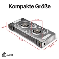 EVOCAMP Gaskocher 2-flammig mit Piezozündung mit Grillaufsatz 45 cm EVOCAMP Gaskocher 2-flammig mit Piezozündung mit Grillaufsatz 45 cm