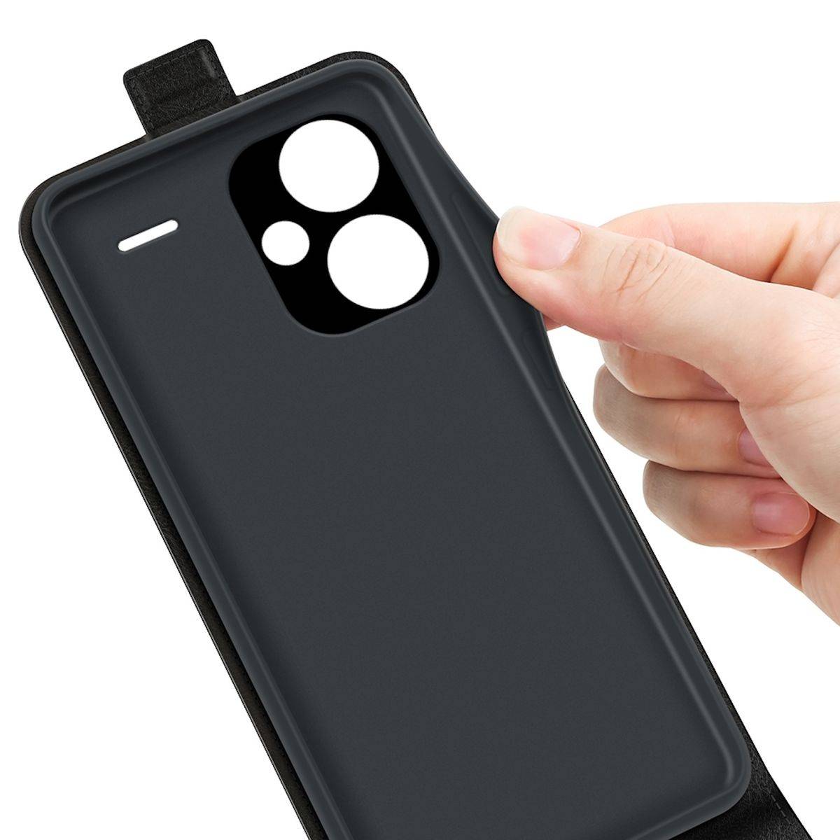 Für Xiaomi Redmi Note 13 Pro Plus Fliptasche Schwarz Hülle Case Tasche