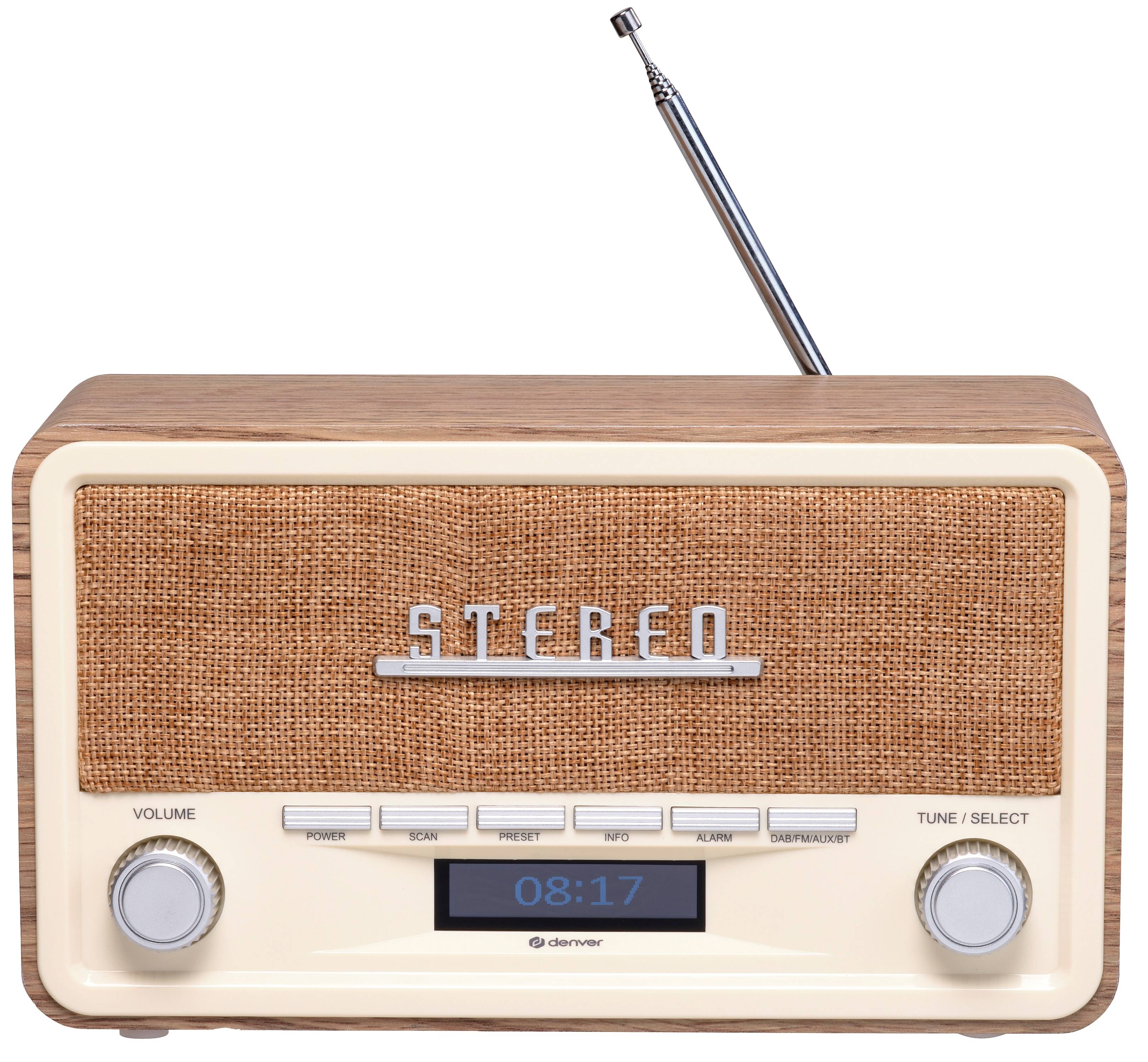 Denver DAB-18LW - DAB+ Retro Radio mit Bluetooth Digitalradio FM/RDS Radiowecker Echtholzgehäuse Stereo