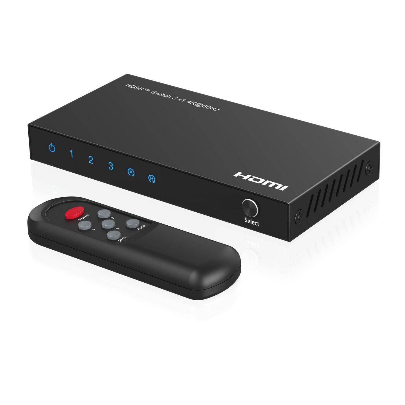 4K 60Hz HDMI Switch 3x1, HDCP 2.2, mit Fernbedienung