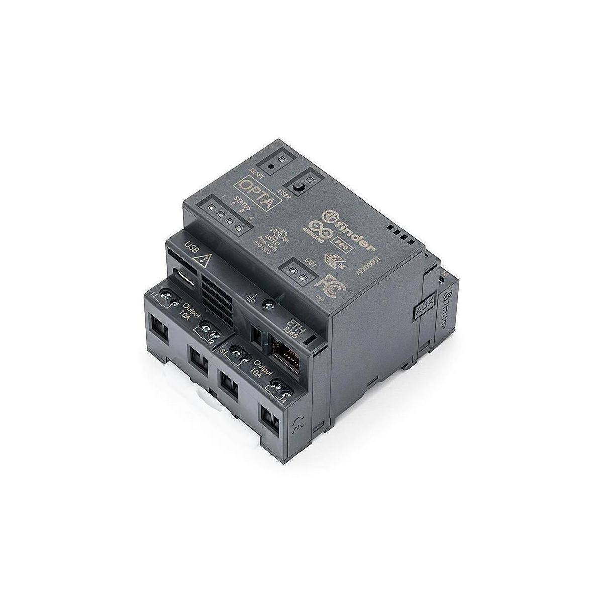 Schwarzes elektronisches Relaisgerät mit mehreren Anschlussports, mit der Bezeichnung 'DPTA' und Markeninformationen auf der Oberfläche gedruckt.