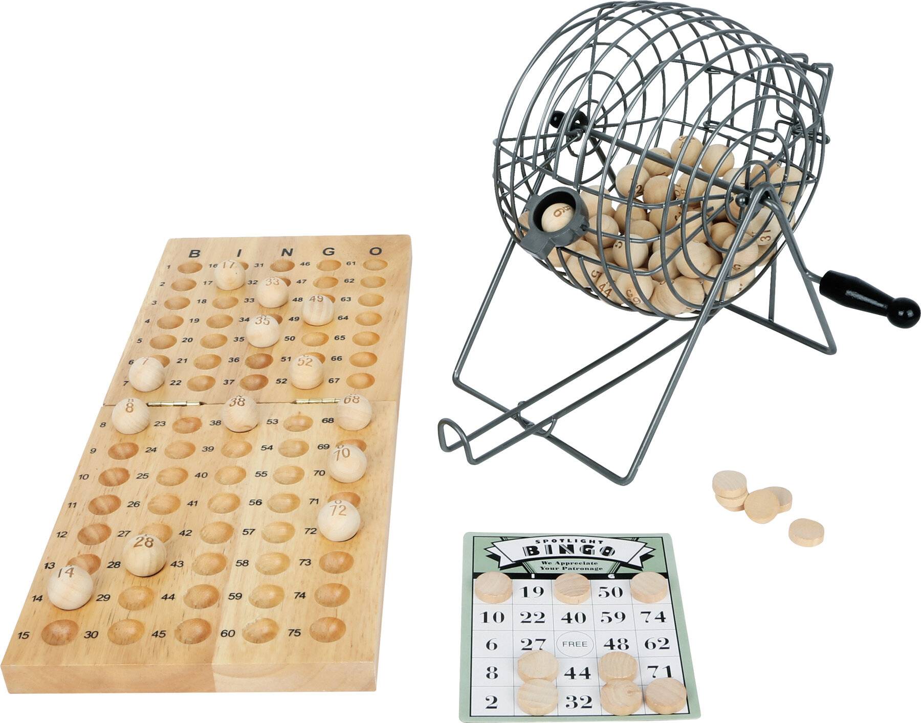 Small Foot 1831 Bingospiel mit Lostrommel aus Metall