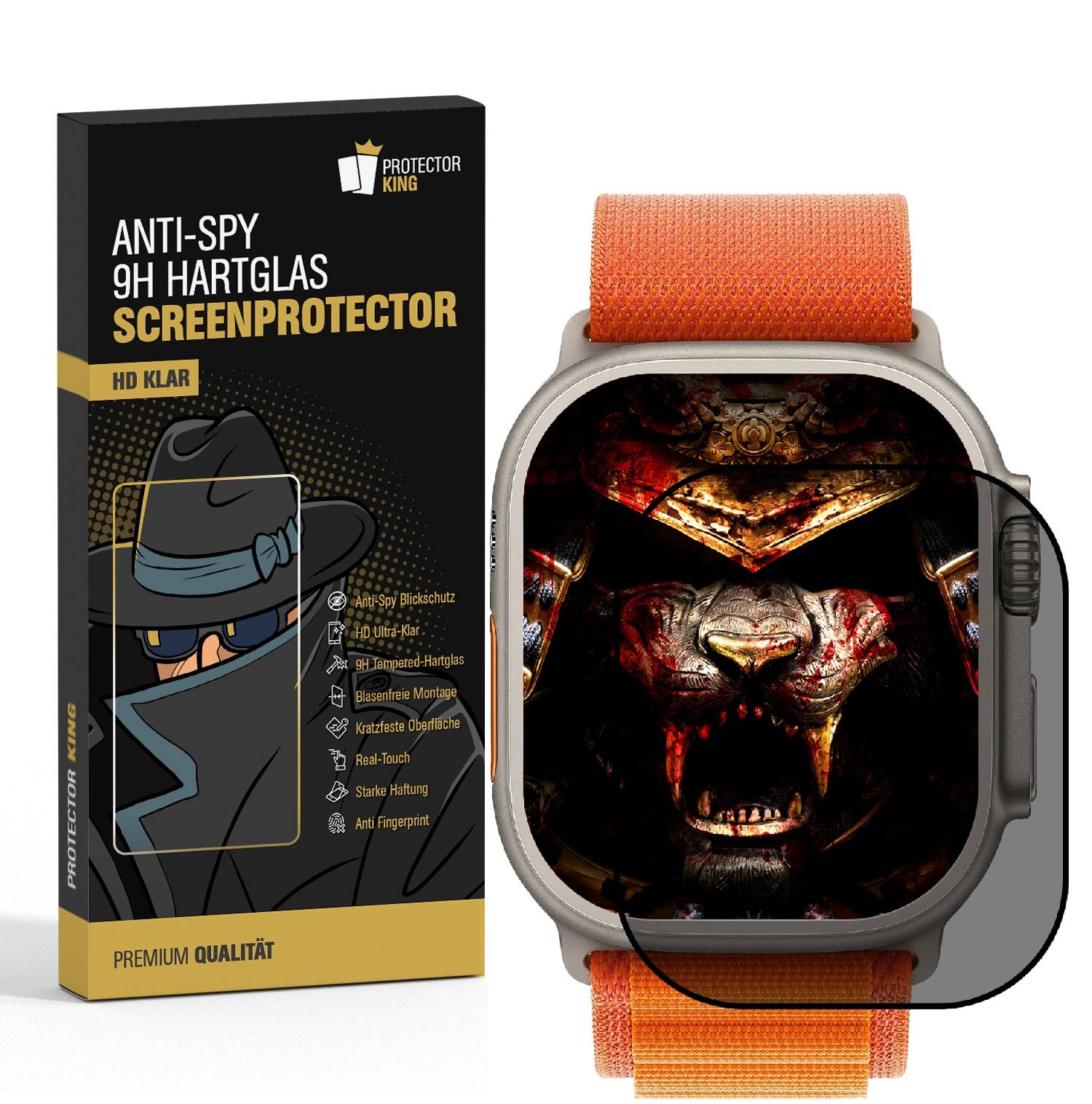 2x Blickschutz 9H Panzerhartglas für Apple Watch Ultra 49mm ANTI-SPY PRIVACY echtes Tempered Panzerglas Displayschutz Schutzglas Schutzfolie