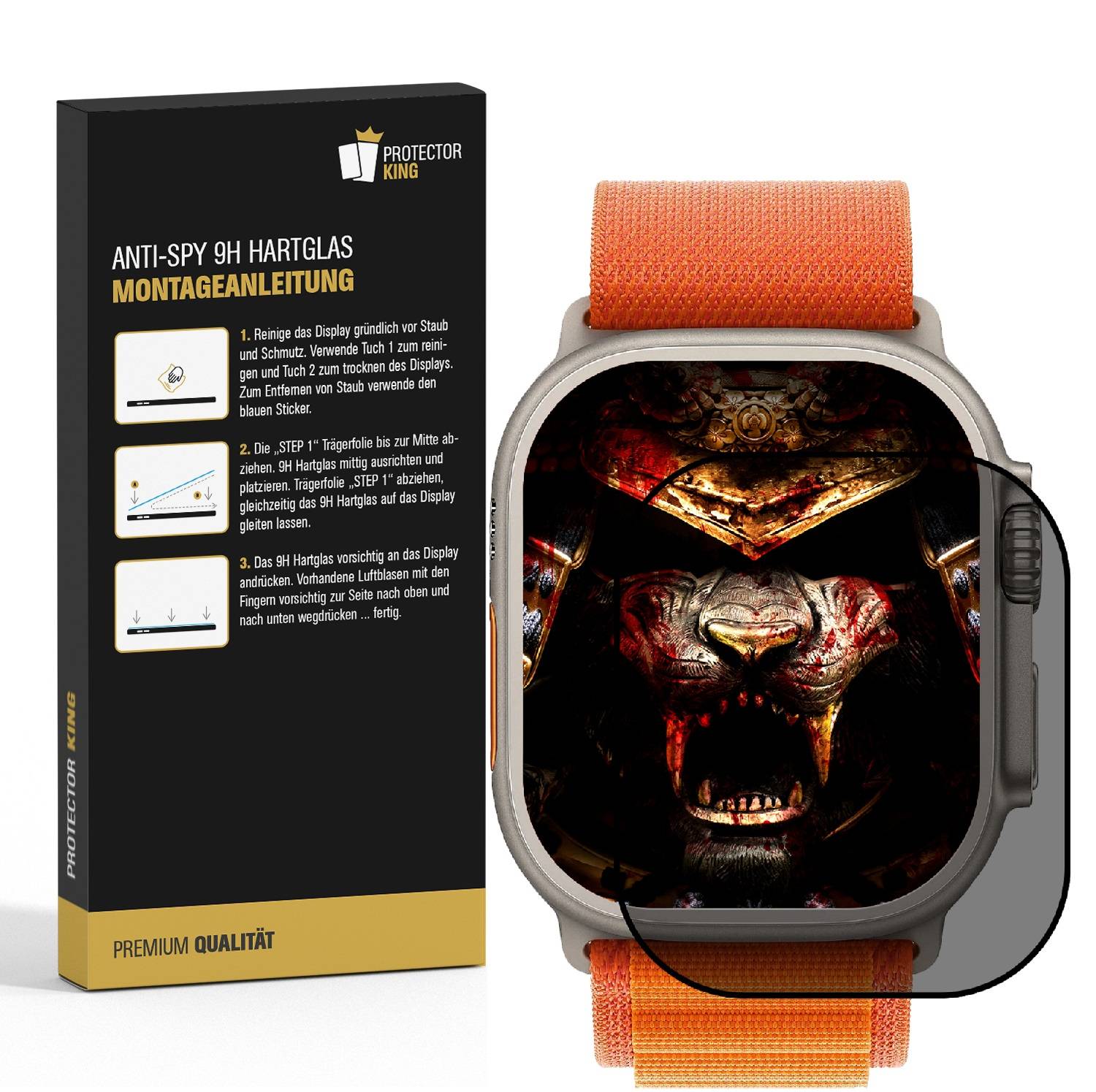 5x Blickschutz 9H Panzerhartglas für Apple Watch Ultra 49mm ANTI-SPY PRIVACY echtes Tempered Panzerglas Displayschutz Schutzglas Schutzfolie