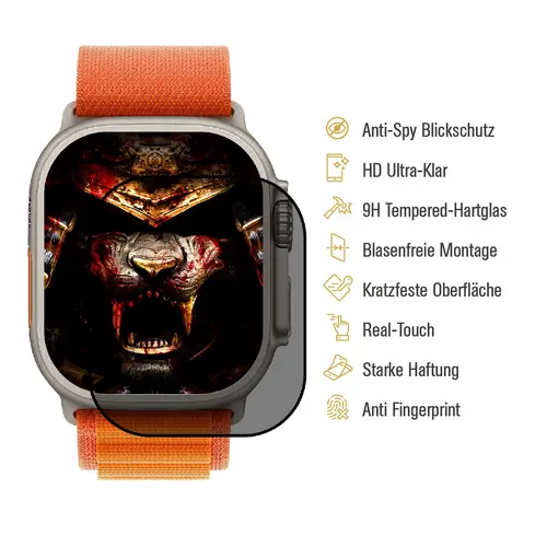 4x Blickschutz 9H Panzerhartglas für Apple Watch Ultra 49mm ANTI-SPY PRIVACY echtes Tempered Panzerglas Displayschutz Schutzglas Schutzfolie 4x Blickschutz 9H Panzerhartglas für Apple Watch Ultra 49mm ANTI-SPY PRIVACY echtes Tempered Panzerglas Displayschutz Schutzglas Schutzfolie