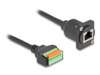 Delock D-Typ Kabel RJ45 Buchse zu Terminalblock mit Drucktaster Cat.5e schwarz