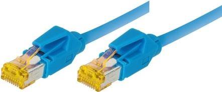 Patchkabel S/FTP, PiMF, Cat 6a, blau, 20,0 m Für 10 Gigabit/s, halogenfrei, mit Draka-Kabel und Hirosesteckern TM31