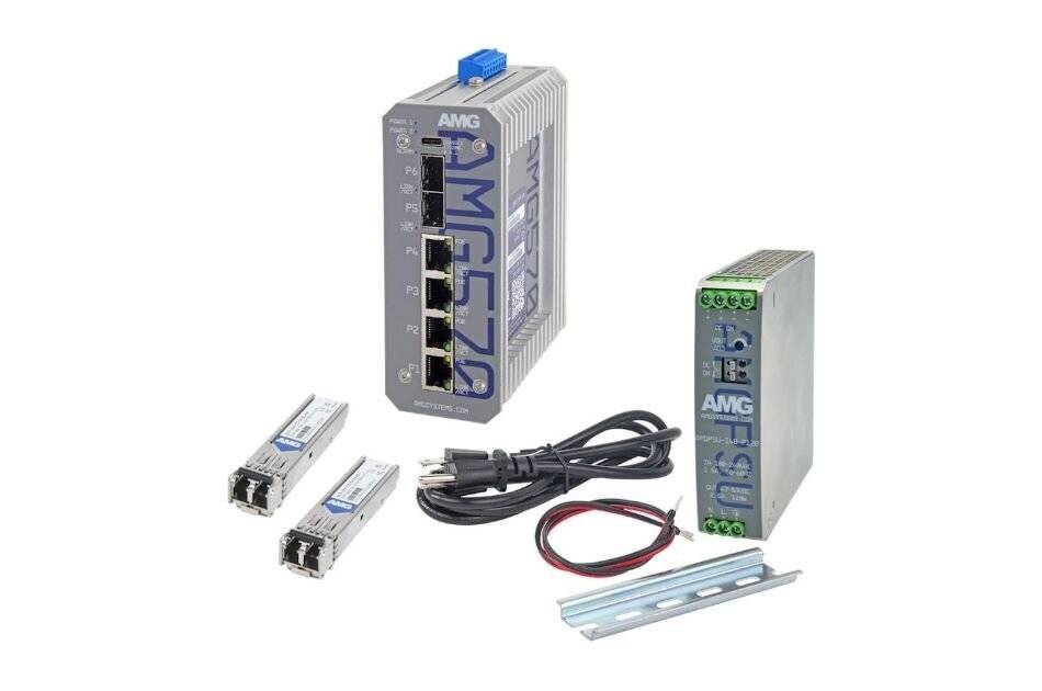 AMG570-4GAT-2S-P120-KM1, Industrieller 6 Port Managed PoE Switch Kit, 4 x 10/100/1000BT RJ45 mit 30W PoE, 2 x 100/1000/