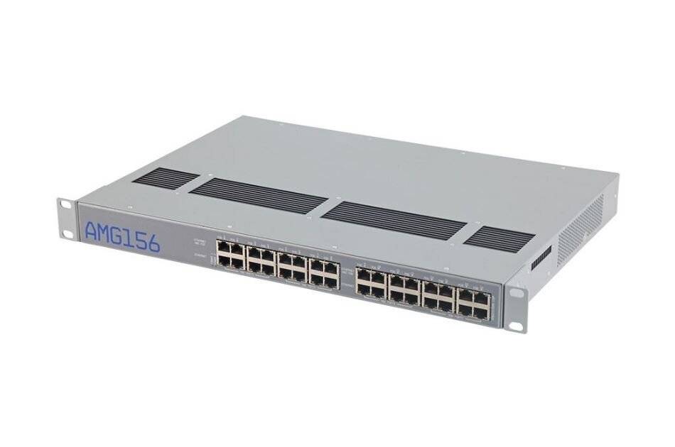 AMG Systems AMG156-16GAT-RP480, Industrieller PoE-Injektor, 16x 10/100/1000BT RJ45 mit 30W PoE gemäß 802.3at, 480W Max