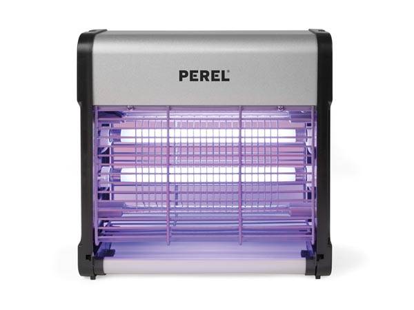 Perel Insektenvernichter, elektrisch, UV-LED, Hochspannungsgitter 2800 V, abnehmbare Auffangschale, 30 m², Metall