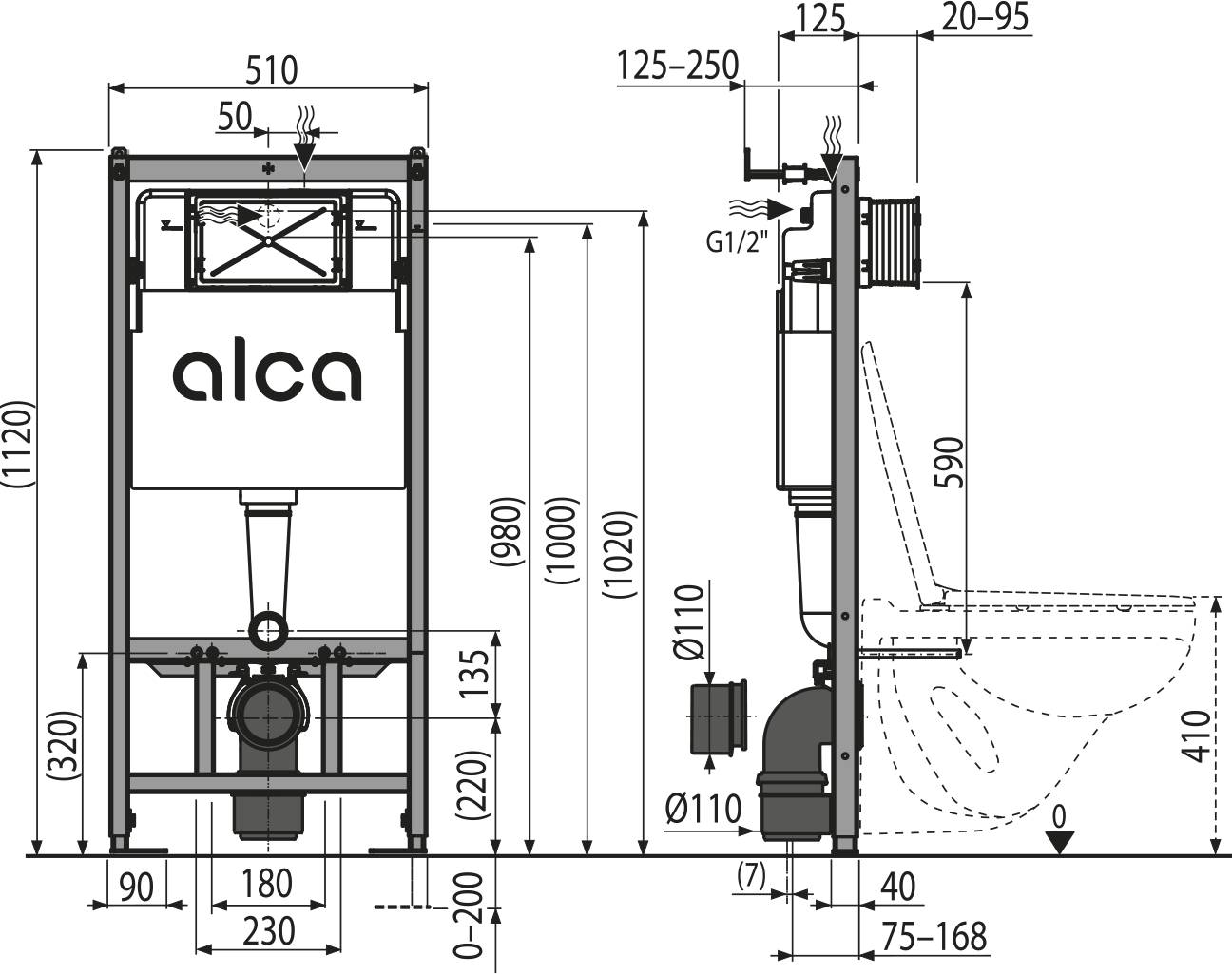 Alcadrain Vorwandinstallationssystem Ecology für Trockenbau (aus GK) AM101/1120E