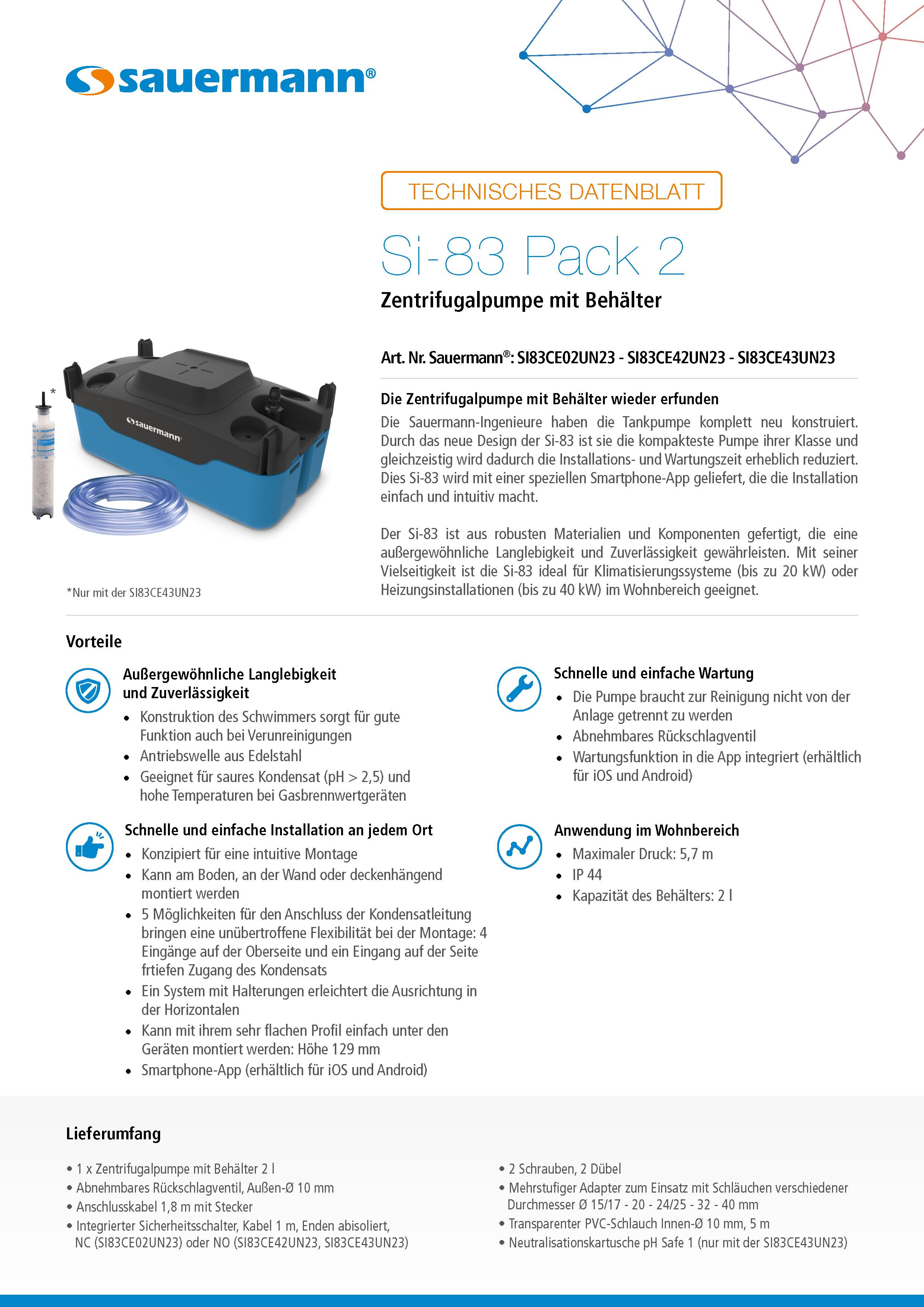 Sauermann Si-83 Pack 2 Zentrifugalpumpe mit Behälter