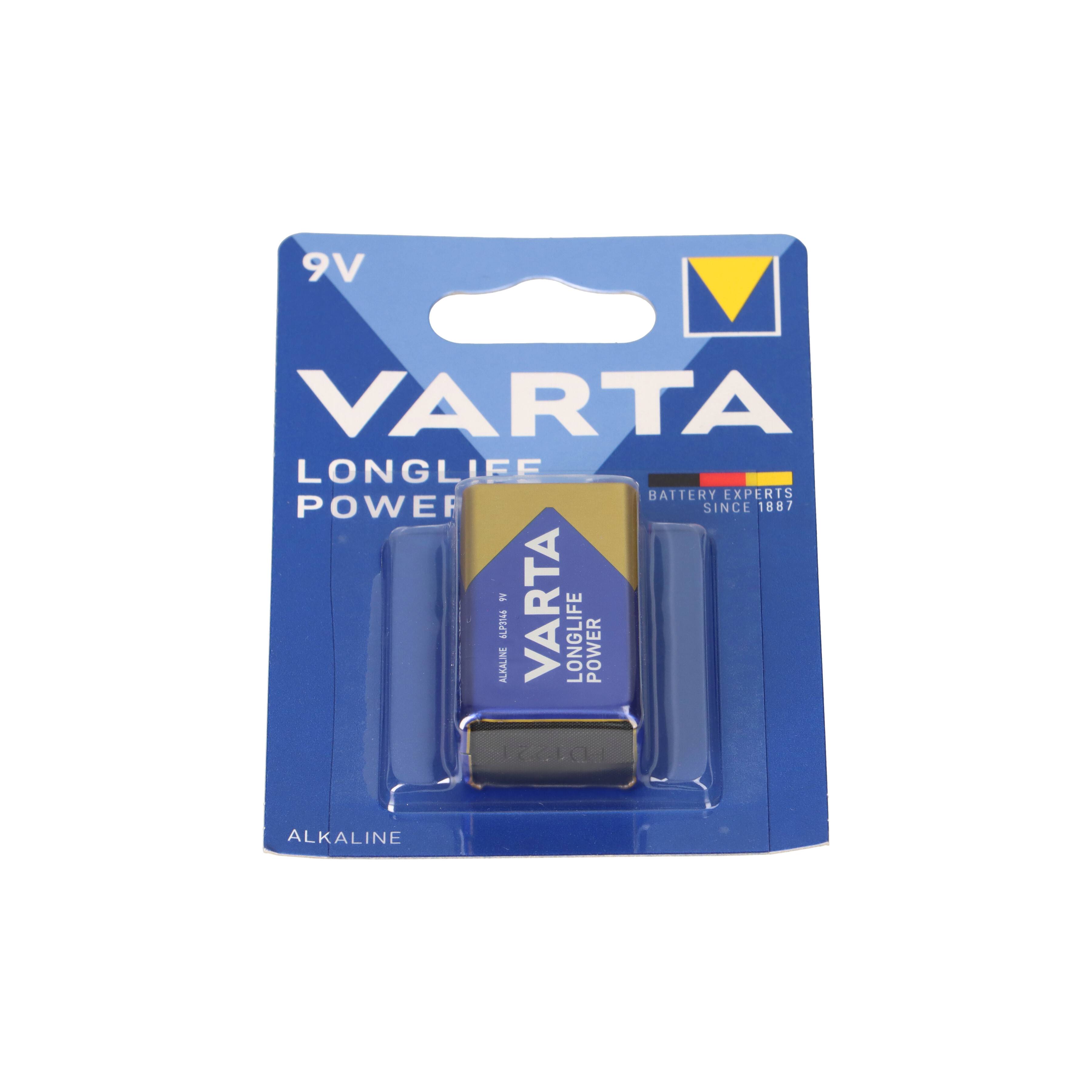 5x VARTA 4922 Longlife Power 9V Block Batterie 6LR61 - passend für Rauchmelder, Messgeräte & Audio