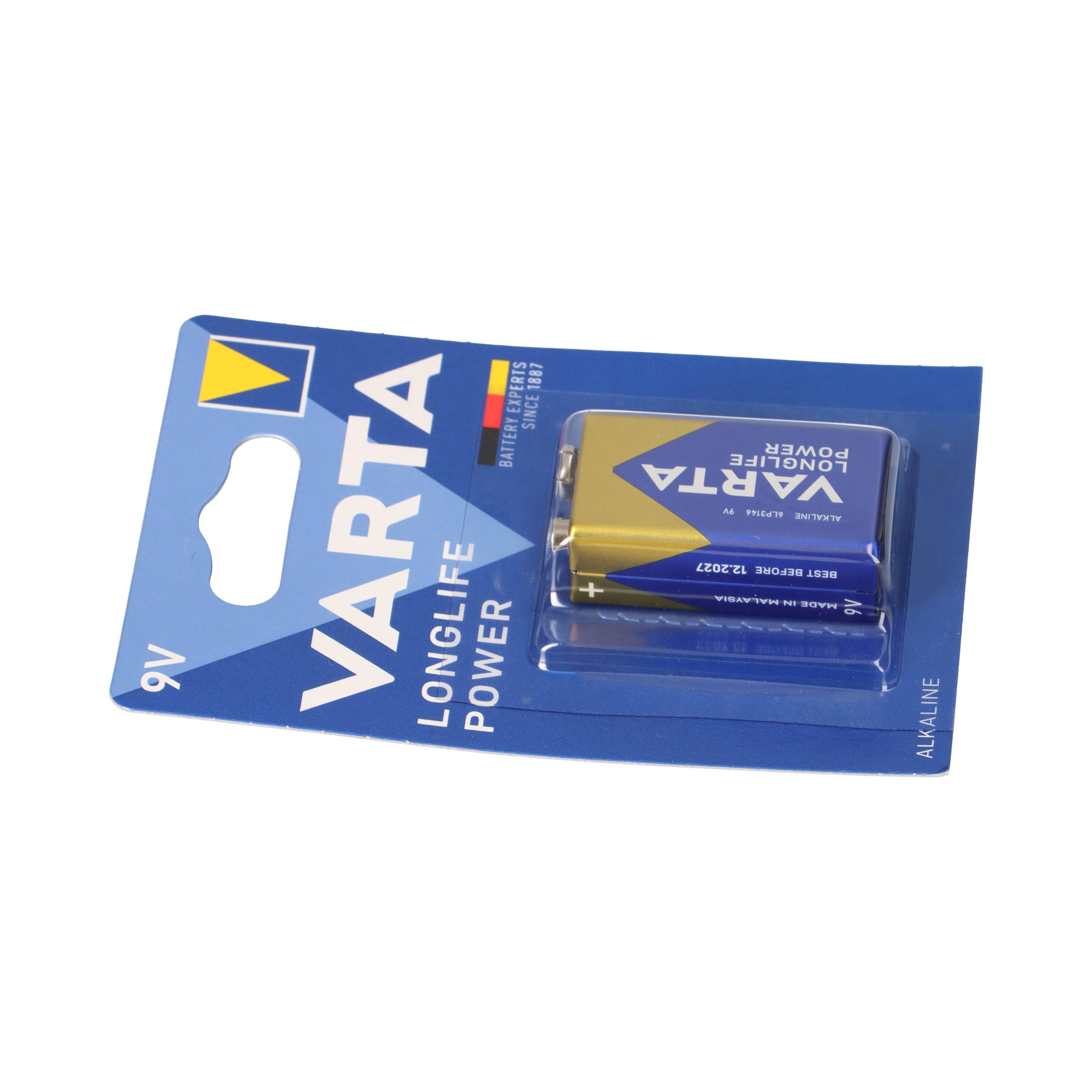 5x VARTA 4922 Longlife Power 9V Block Batterie 6LR61 - passend für Rauchmelder, Messgeräte & Audio