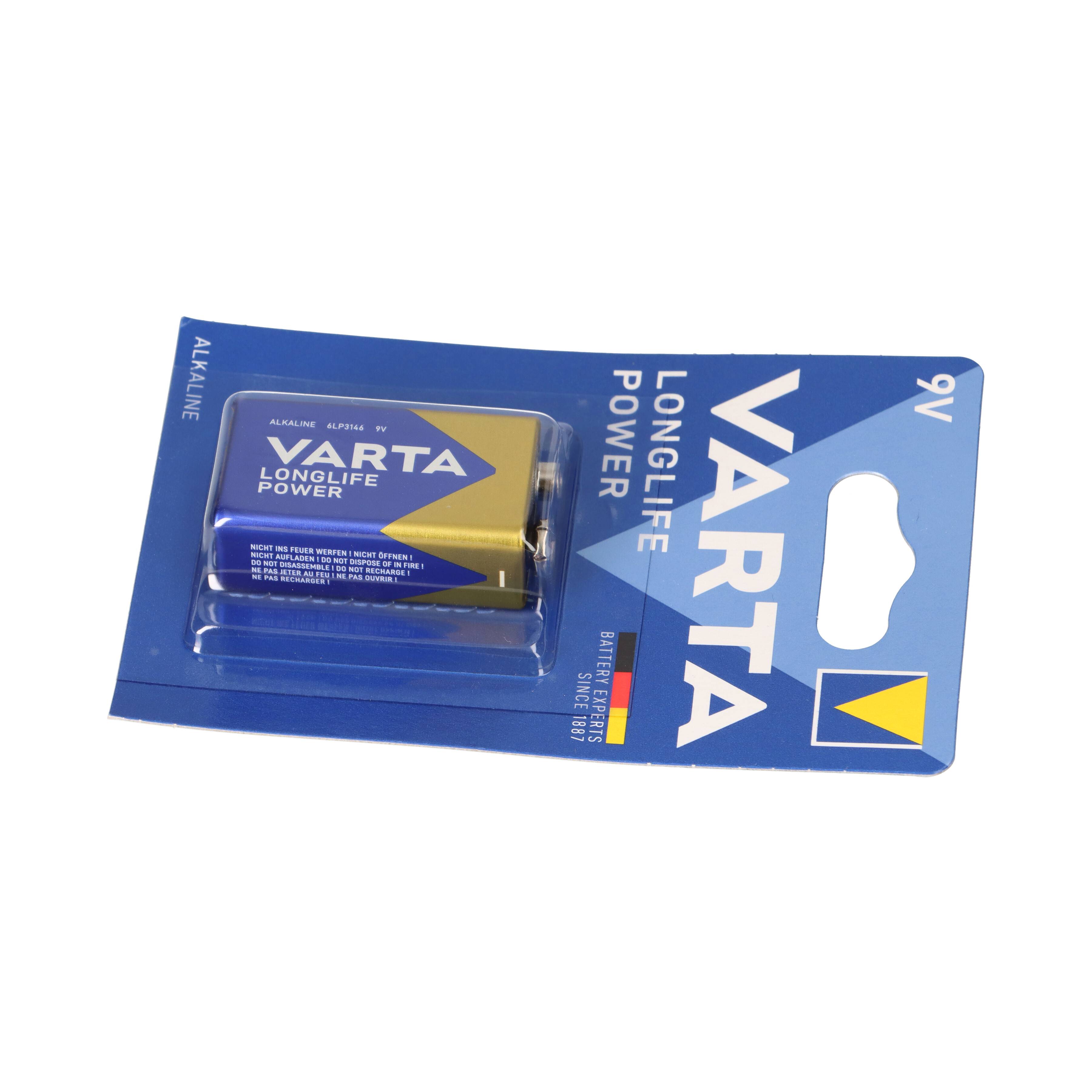5x VARTA 4922 Longlife Power 9V Block Batterie 6LR61 - passend für Rauchmelder, Messgeräte & Audio