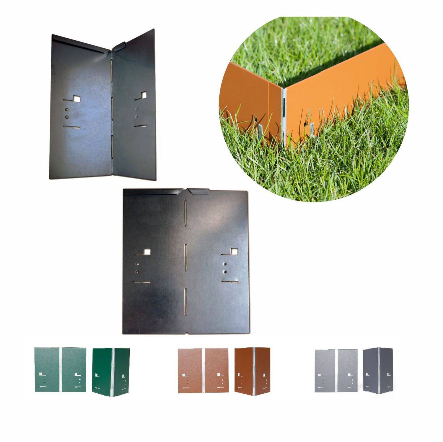 Alu/Zink Ecke für Rasenkanten Metall 13.5cm, Farbe:grau