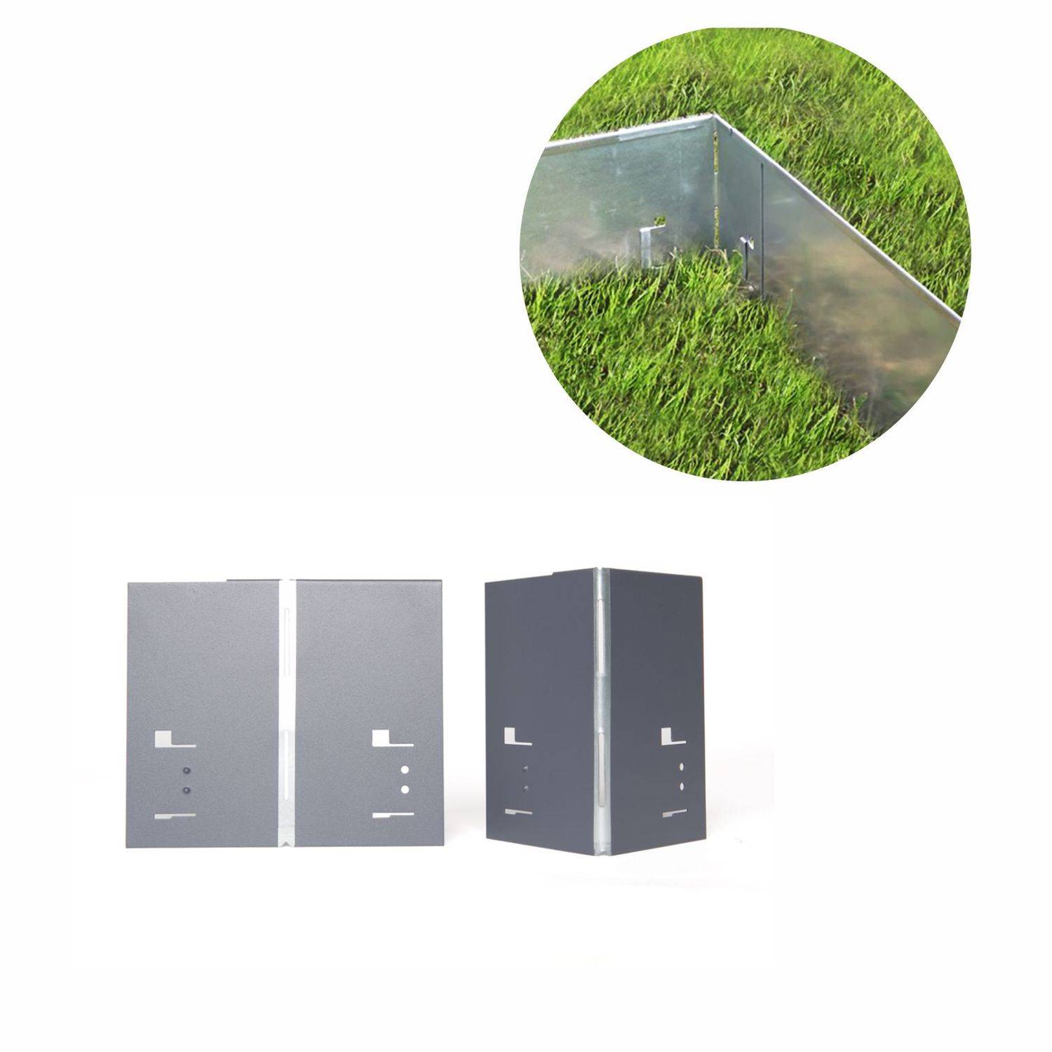 Alu/Zink Ecke für Rasenkante 18.5cm, Farbe:ohne Farbe