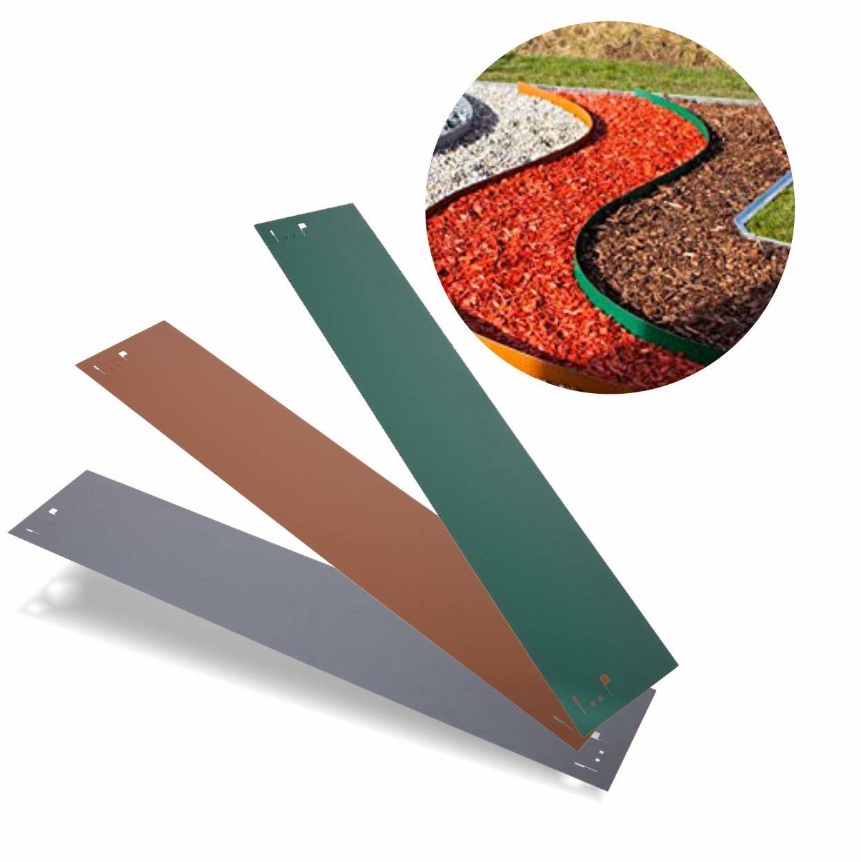 Rasenkanten Metall 18.5 cm x 120 cm | Beeteinfassung | Beetumrandung, Farbe:grau