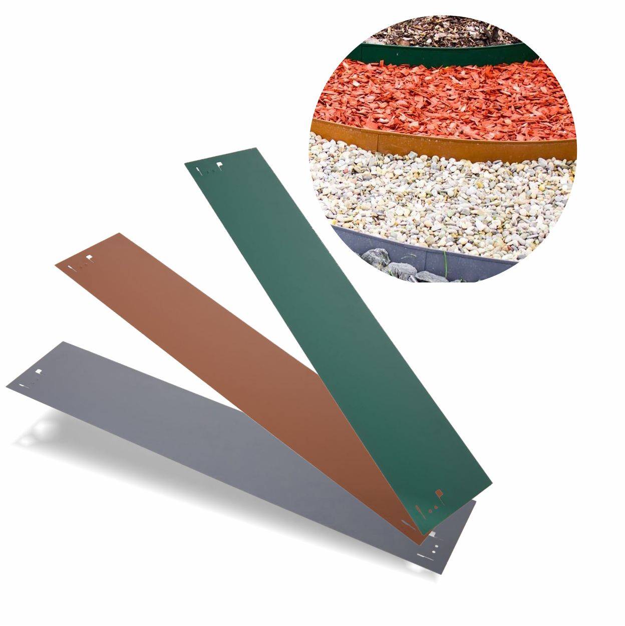 Rasenkanten Metall 13.5cm x 120cm | Beeteinfassung | Beetumrandung, Farbe:ohne Farbe