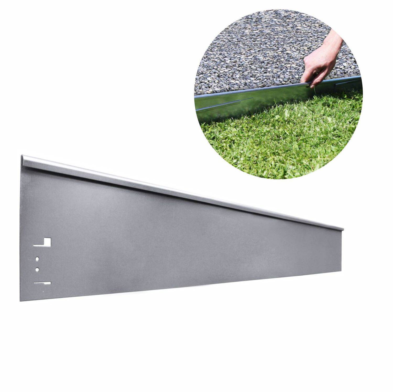 Rasenkante Abschlussstück 18,5cm x 113cm, Farbe:grau
