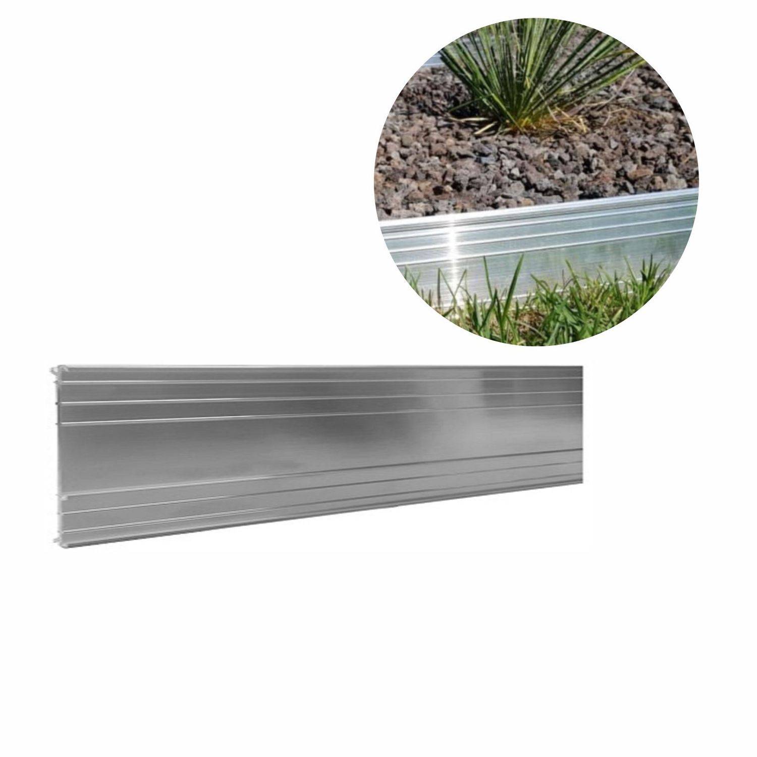 Ultra Starke Alu Rasenkante 10cm x 100cm | Beeteinfassung | Beetumrandung, Farbe:ohne Farbe
