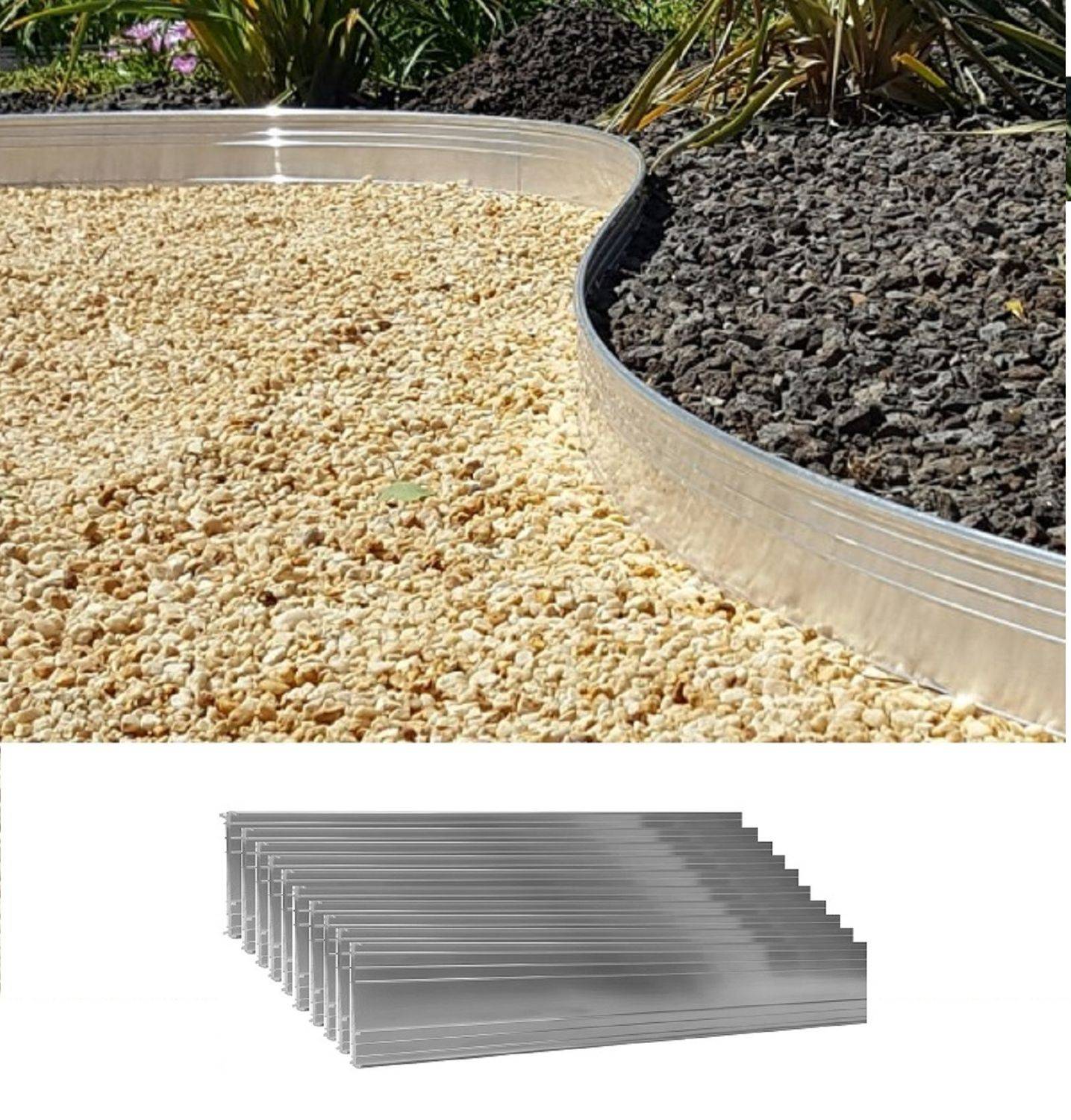 10er Set Ultra Starke Alu Rasenkanten 10cm x 1m (10m lang), Farbe:ohne Farbe