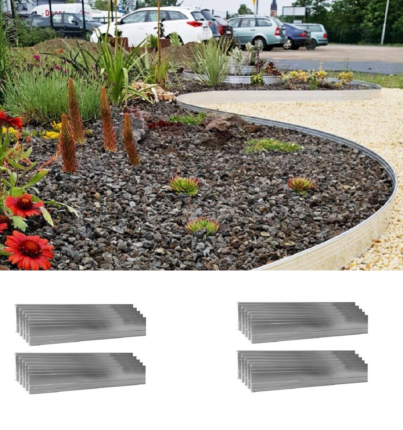 Ultra Starke Alu Rasenkanten 10-14-24 cm, Width:24 cm,Quantity:20,Length:1 m