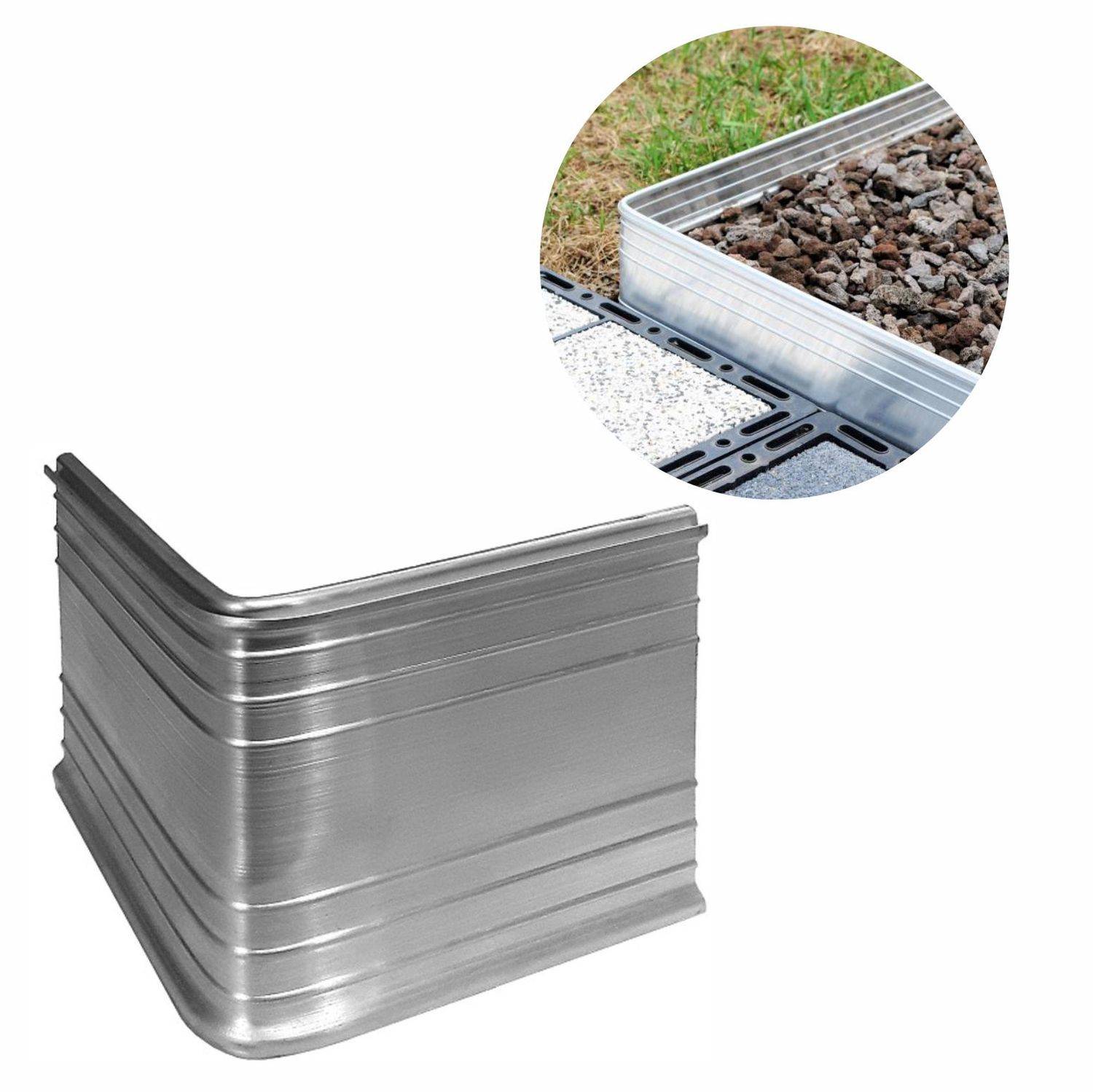 Eckwinkel 90grad für Ultra Starke Alu Rasenkante 24cm | Beeteinfassung | Beetumrandung